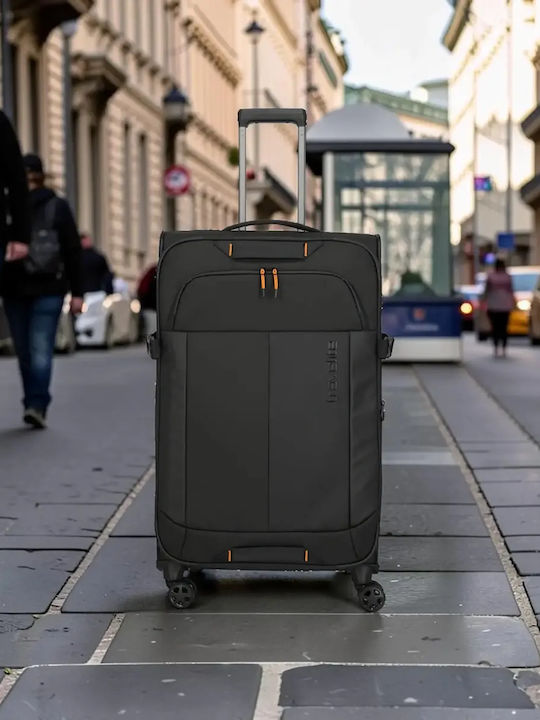 Travelite Βαλίτσες Ταξιδιού Υφασμάτινες Μαύρες Μέγιστου Ύψους 78εκ. Σετ 3τμχ