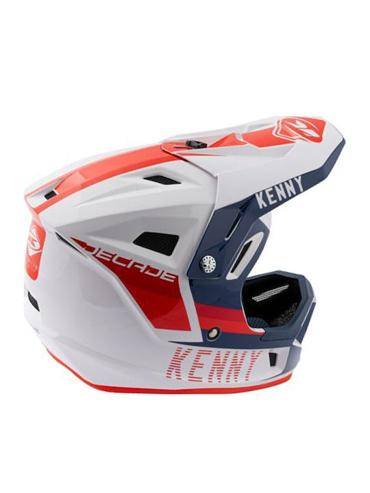 Kenny Decade Smach Цяло лице Каска за Колоездене Спускане по склона / BMX / Mountain White/Blue/Red