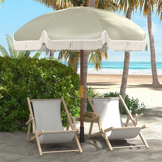 Outsunny Folding Beach Umbrella Diameter 1.9m with UV Protection Green