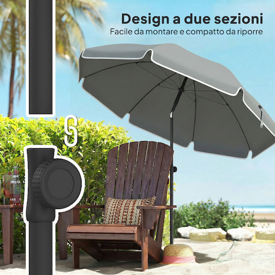 Outsunny Folding Beach Umbrella Diameter 1.5m Grey