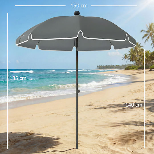 Outsunny Folding Beach Umbrella Diameter 1.5m Grey