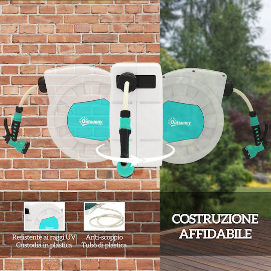 Outsunny Automatic Garden Hose Reel with Hose 25m