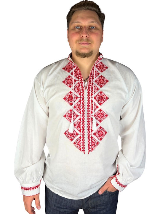 Blouse White Red