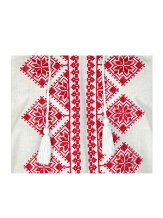 Blouse White Red