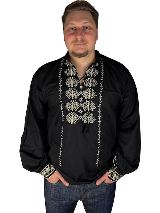 Herrenblusen Schwarz Beige