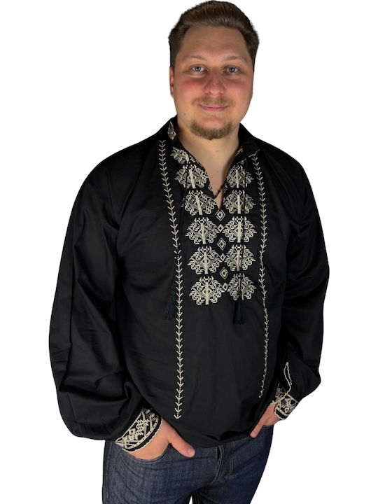 Herrenblusen Schwarz Beige