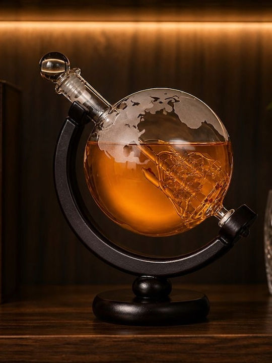 Carafă de Servire din Sticlă pentru Whiskey 7cm cu Dop și Pahare Transparentă 2 Bucăți