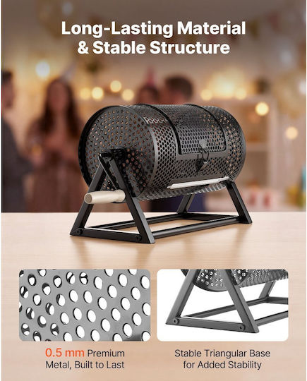 Vevor Rotating Raffle Ticket Drum 295 X 167 Mm Holds 2500 Tickets Or 100 Ping Pong Balls Rotating Raffle Ticket Cage Reinforced Handle Stable Triangular Base Events Gatherings Black