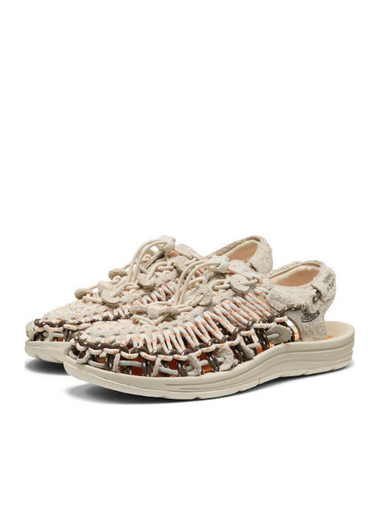 Leather Women's Flat Sandals Tangerine Cream