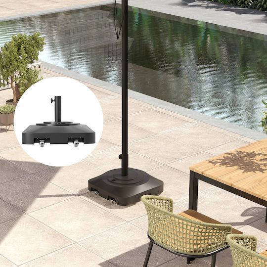 Outsunny Βάση Ομπρέλας Ρόδες Γεμιστή Νερό Ή Άμμο Hdpe 48x48x32.5 Cm Μαύρο 84d-358v00bk