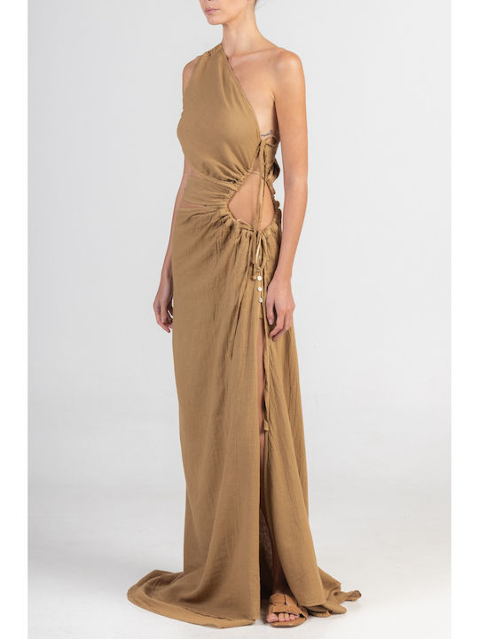 Sommer Maxi Damenkleid Braun