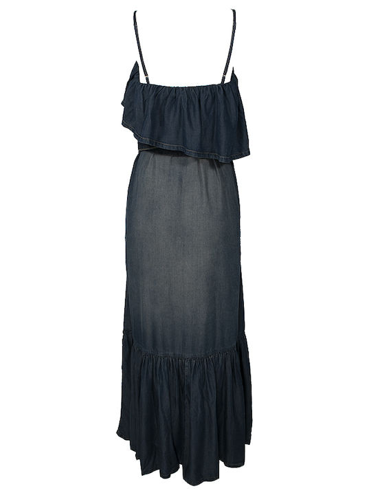 Maxi Denim Dress with Ruffles Jean Chiarodiluna