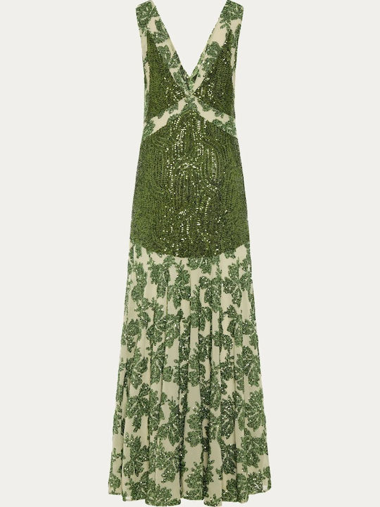Rochie Maxi Cu Deschizătură Verde
