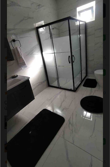 SteweHome Αντιολισθητικό Σετ Πατάκια Μπάνιου STE-029989-V66688 Μαύρα 60x100εκ. 3τμχ