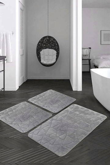 SteweHome Badematten Baumwollset STE-029366-V66009 Graue 60x100cm 3 Stück
