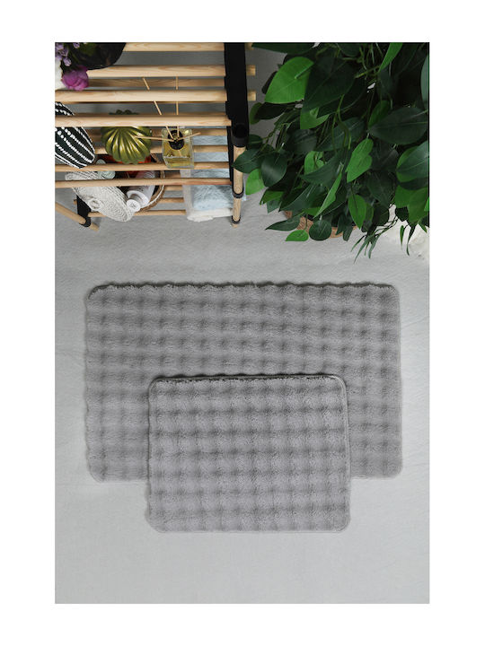 SteweHome Rutschfestes Set Badematten SteweHome Grau 50x80cm 2 Stück