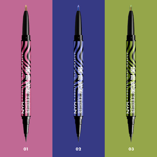 NYX Professional Makeup Beetlejuice Pin Stripe Stilou Eyeliner 03 Verde Crom 0.5ml