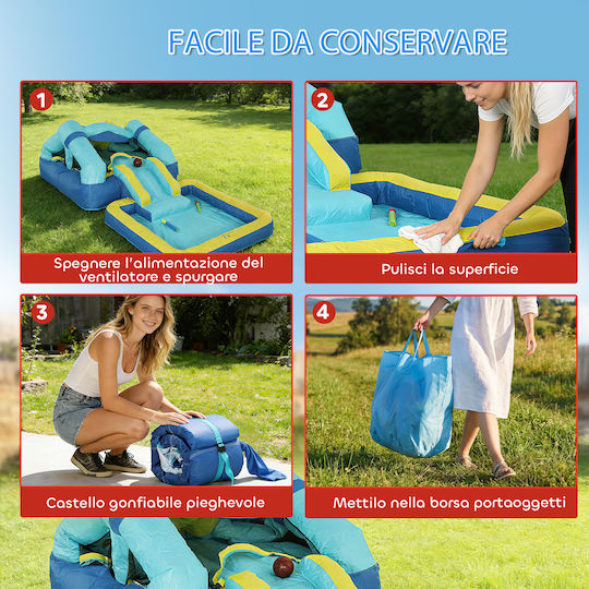 Aiyaplay Inflatable Fun Castle Castle with Trampoline and Slide for 3-8 Years Blue