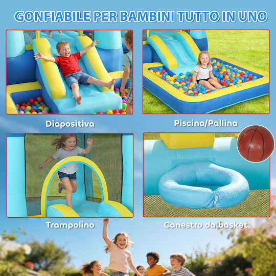 Aiyaplay Inflatable Fun Castle Castle with Trampoline and Slide for 3-8 Years Blue
