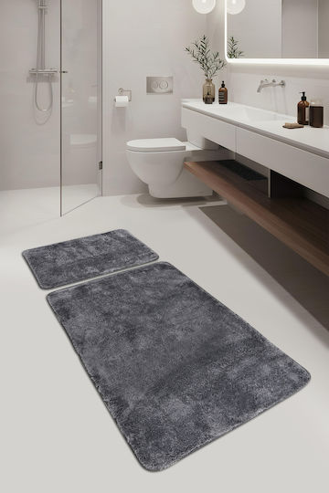 SteweHome Rutschfestes Set Badematten SteweHome Grau 60x100cm 2 Stück