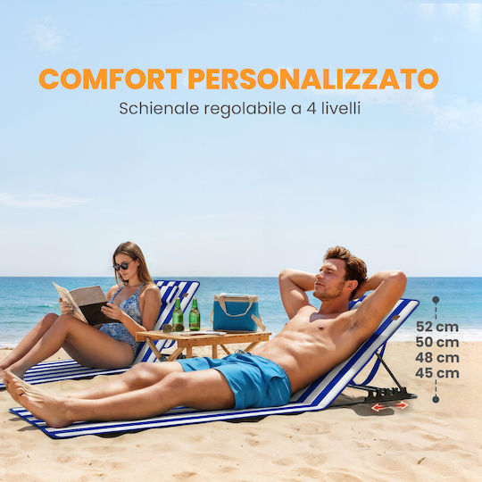 Outsunny Beach Lounger-Armchair with 4-Position Recline Blue 154x57x52cm Set of 2pcs