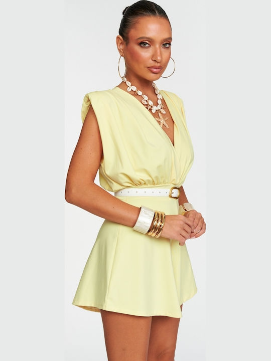 Damen Jumpsuit Kurze Hosen Gelbe