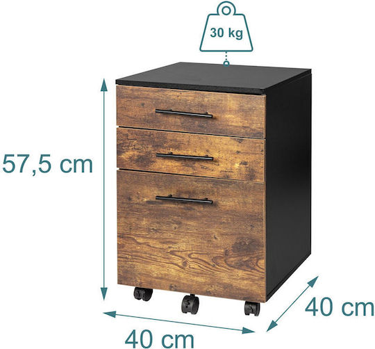 Συρταριέρα Γραφείου Ξύλινη με Ροδάκια Brown/black 40x40x57.5cm