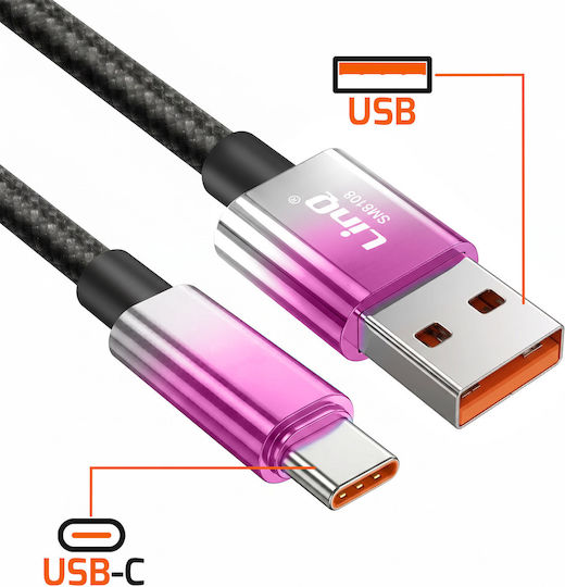 Linq USB Typ-C Zu USB Schnelles Laden Kabel 48W LED Bildschirm 1,2m Lila