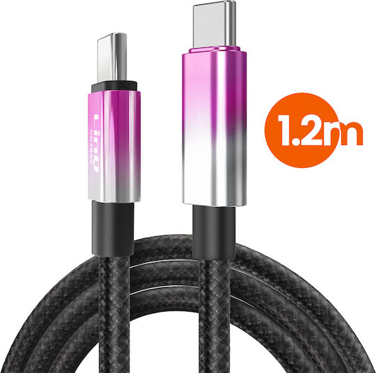 Linq USB Typ-C Zu USB Typ-C Schnelles Laden Kabel 80W LED Bildschirm 1,2m Lila