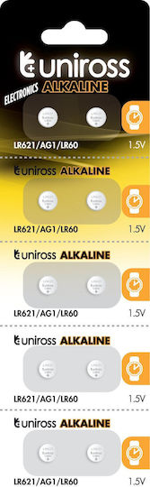 Uniross Baterii Pentru Ceasuri Alkaline-coin LR621 AG1 LR60 10 Bucăți