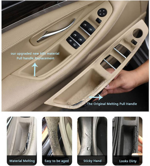 Inner Door Handle & Window Switch Panel Bmw 5 F10 F11 11-17 Front Left Driver Without Mirror Hole Beige