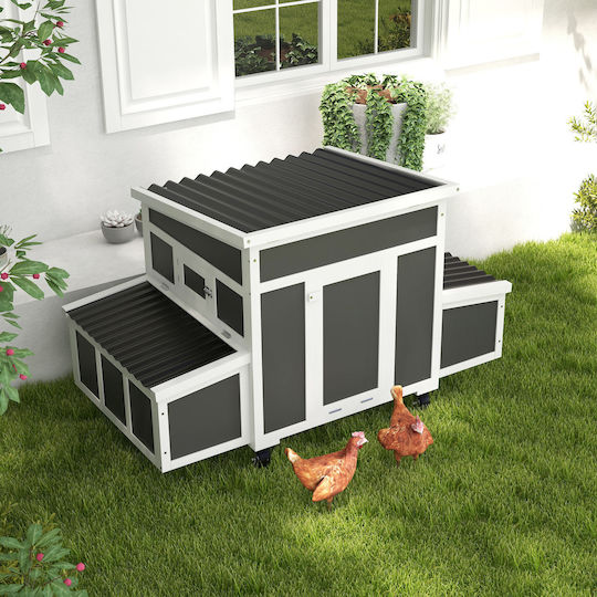 Pawhut Wooden Poultry Coop M1.47 x P0.93 x H0.89m