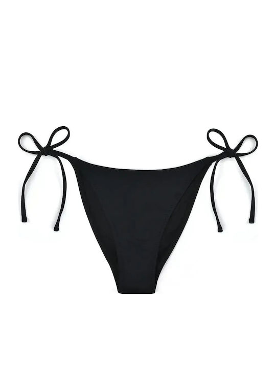 Bikini Slip με Κορδονάκια Black