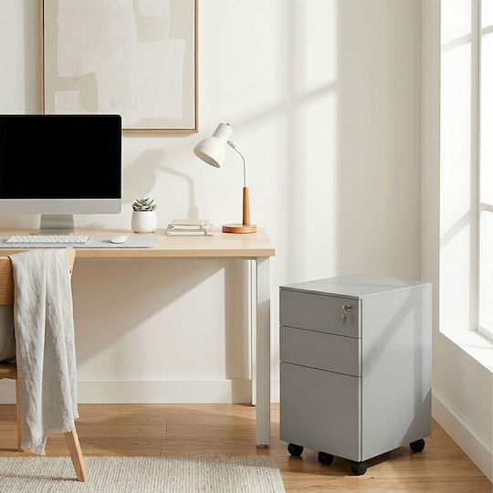 Office Storage Drawers & Cabinets Metal with Wheels and Lock Black/Gray 39x52x60cm