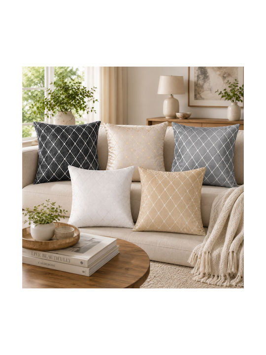 My Home Luxury Decorative Pillow Case Ecru 45x45cm
