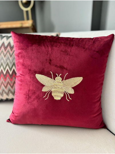 SteweHome Decorative Pillow Case Velvet Burgundy 43x43cm