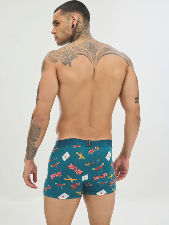 Herren Boxershorts Türkis mit Mustern
