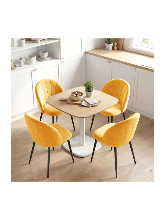 Velvet Dining Chairs Yellow 2 Pieces 52x55x79cm