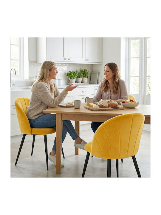 Velvet Dining Chairs Yellow 2 Pieces 52x55x79cm