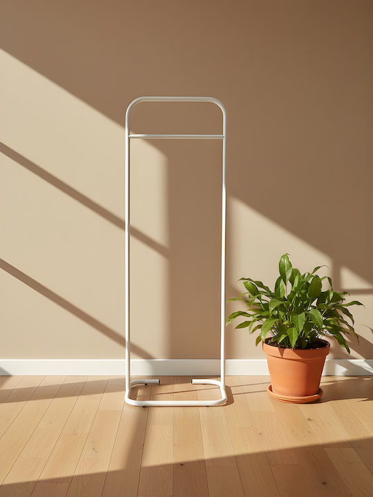 SteweHome Κρεμάστρα Δαπέδου από Μέταλλο Λευκή 44x44x123cm
