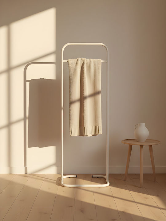 SteweHome Κρεμάστρα Δαπέδου από Μέταλλο Λευκή 44x44x123cm