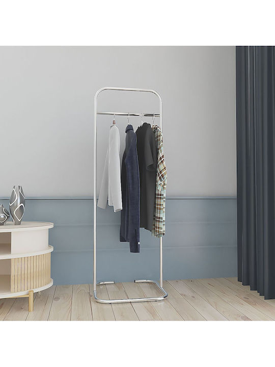 SteweHome Κρεμάστρα Δαπέδου από Μέταλλο Ασημί 44x44x123cm