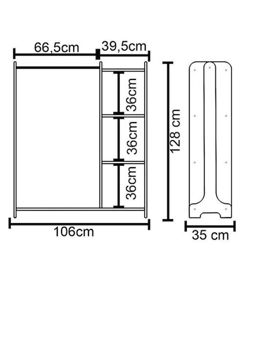 SteweHome Floor Standing Wooden Clothes Rack White 106x128cm