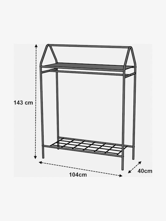 SteweHome Κρεμάστρα Δαπέδου από Μέταλλο Χρυσή 104x143cm