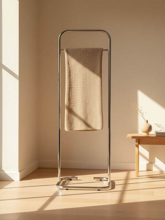 SteweHome Κρεμάστρα Δαπέδου από Μέταλλο Ασημί 44x44x123cm