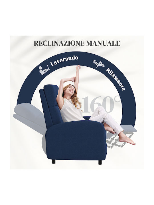 Πολυθρόνα Relax με Υποπόδιο Μπλε 64x86x102cm