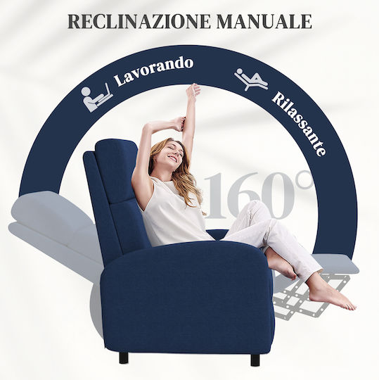 Relax Armchair with Footstool Blue 64x86x102cm