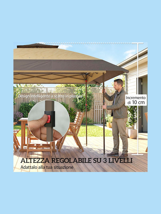 Outsunny Foldable Garden Gazebo Beige 4x4m