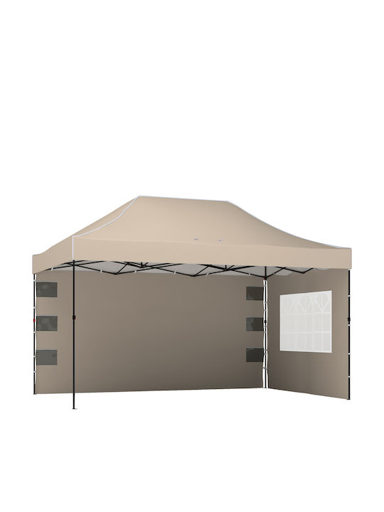 Outsunny Garden Gazebo with LEDs Beige 2.9x4.3m