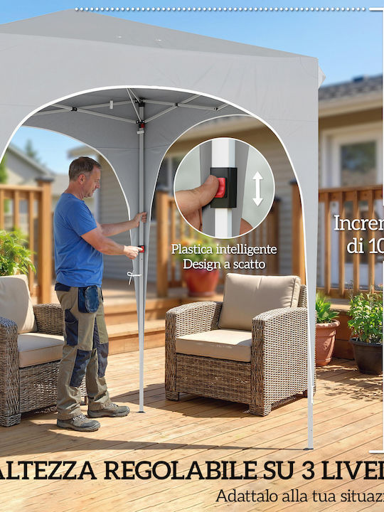 Outsunny Πτυσσόμενο Κιόσκι Κήπου με Led Γκρι 2x2m